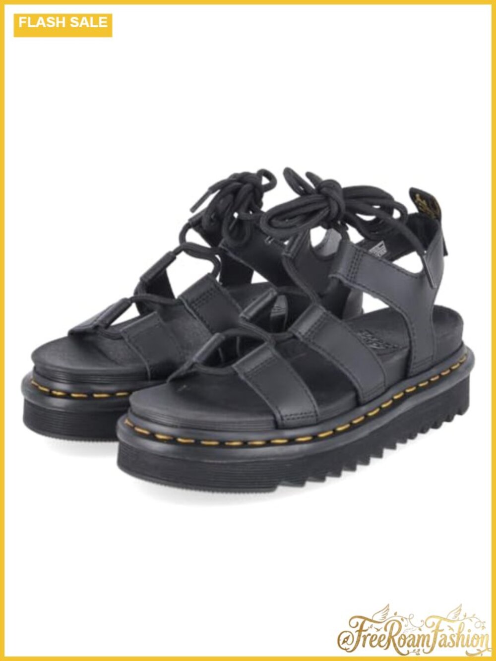 Dr. Martens Nartilla Lace Up Platform Sandals PU Coated Leather
